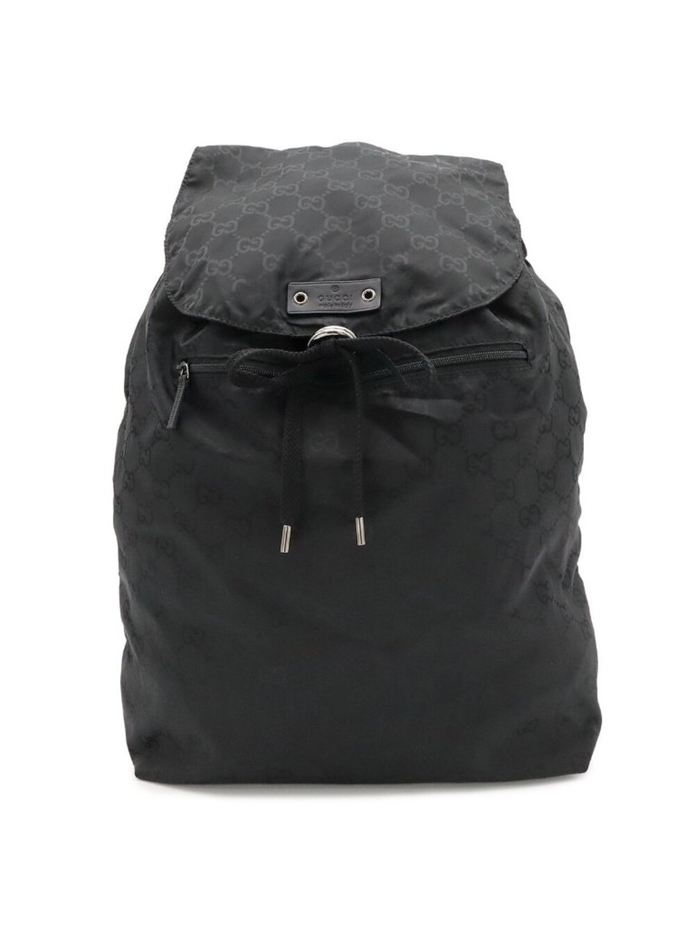 Gucci GG Nylon Backpack Leather Black Silver